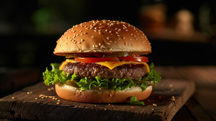 A juicy Hamburger, with a perfectly grilled beef