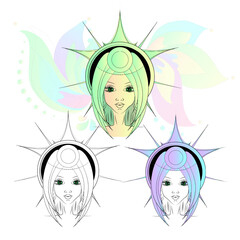 Vector illustration concept Aura and chakras.
