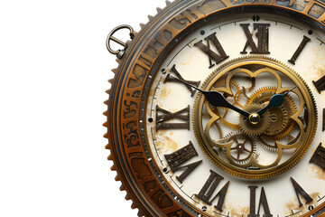 Fototapeta na wymiar Vintage Clockwork Mechanism - Isolated on White Transparent Background
