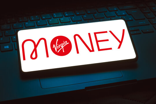 March 7, 2024, Brazil. In this photo illustration, the Virgin Money UK logo is displayed on a smartphone screen.