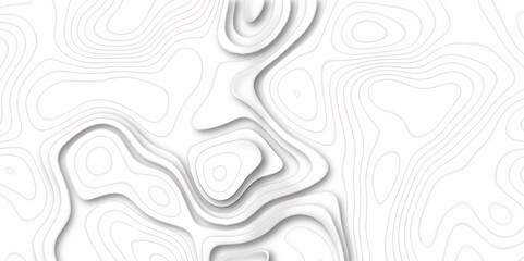 Modern 3d render, abstract white paper background. abstract blank detailed topographic contour map subtle white vector background. Map mockup infographics. Wavy backdrop. Cardboard.