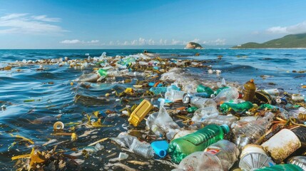 Breaking the Plastic Cycle in Our Oceans - Banning Plastic Pollution, Water day concept.