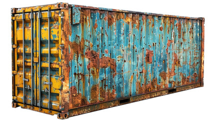 rusty shipping container isolated on transparent background, element for design