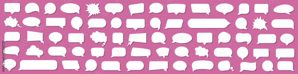 Aufkleber speech bubble cloud collection. blank speech bubbles banner with shadow on a pink background
