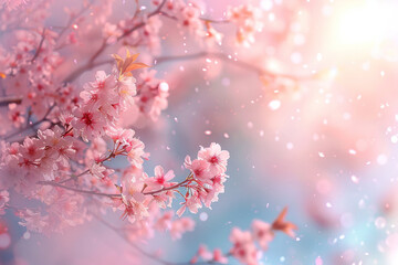 Luminous Bloom: Sakura-Themed Digital Wallpaper Embracing Light and Nature