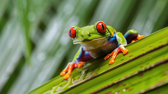 Stock Image of a stunning European tree frog (Hyla arborea).