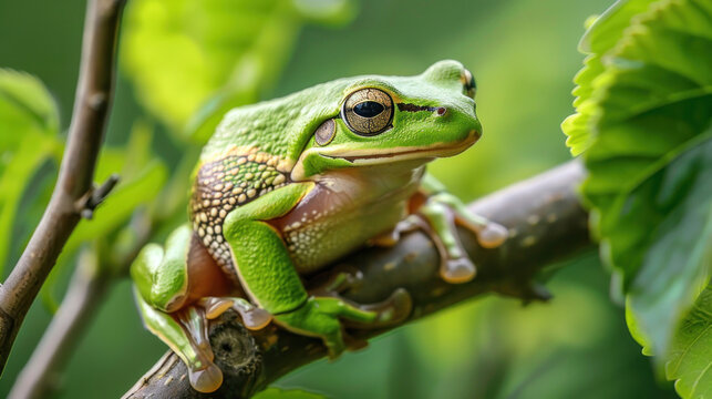 Stock Image of a stunning European tree frog (Hyla arborea).