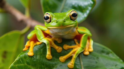 Obraz premium Tree frog found in wildlife: either dumpy or White's.