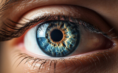 Close-up image of contact lens with attractive design and various colors.