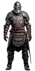 Fototapeta premium The warrior wears full body armor isolated on transparent background, element for design