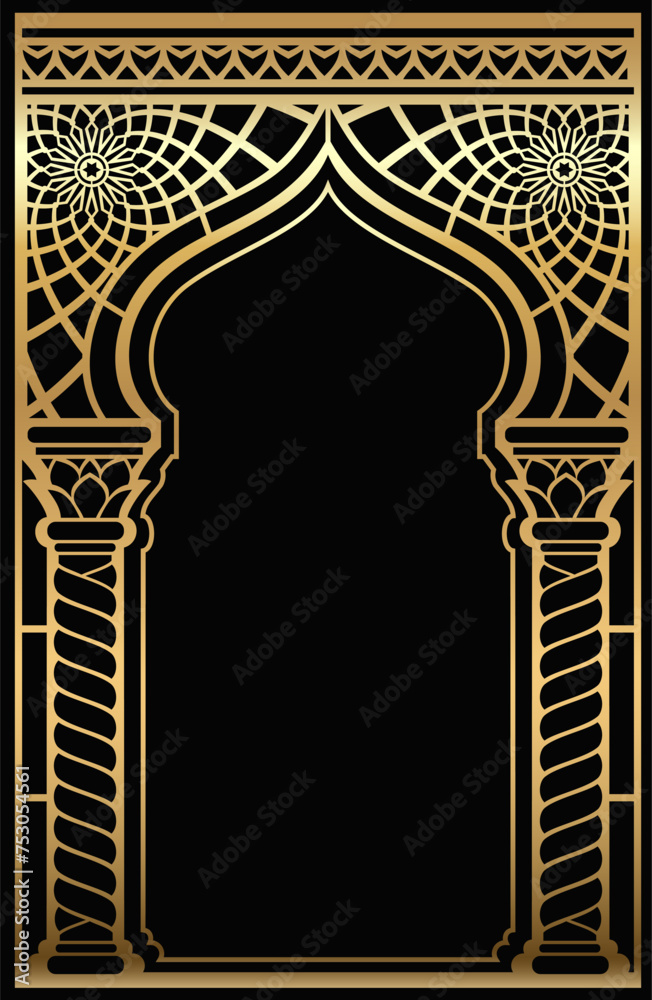 Wall mural ornamental golden arch in indian or arabic style