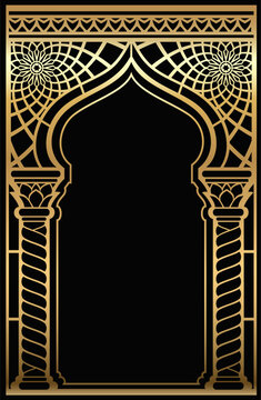 Ornamental golden arch in Indian or Arabic style