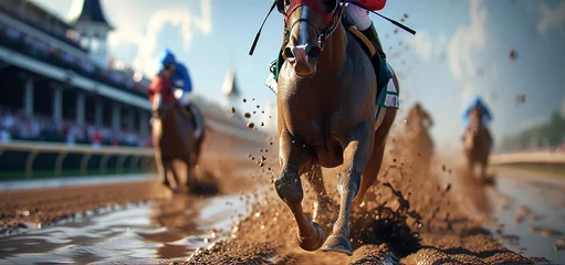 Foto auf Acrylglas Jockey on racing horse. Champion. Hippodrome. © Marcela Ruty Romero