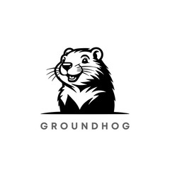 Groundhog Line art mascot logo design. Vector Groundhog Cartoon Character. Happy Groundhog Day Vector Illustration