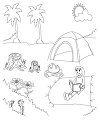 Obraz premium camping coloring book page for kids