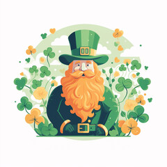 St.Patrick's day concept, Leprechaun character, isolated illustration in flat style