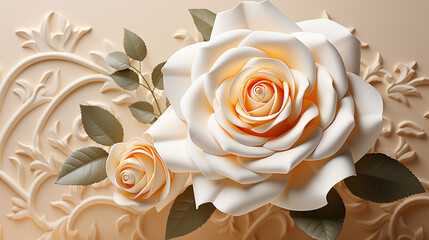 3d pastel rose illustration made by generative ai