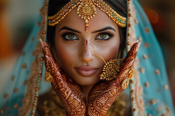 Hindu bridal henna artistry Showcase the intricate and beautiful henna designs during a Hindu bridal ceremony