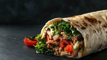 Beef shawarma pita, fresh vegetable meatloaf, grilled meat wrap and lettuce wrap with white sauce....