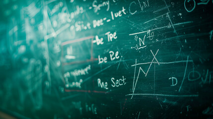 Chalkboard background with rubbed chalk texture. School university education, learning concept.