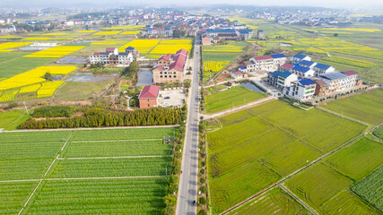 Aerial photography of the beautiful new countryside in You County, Hunan