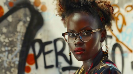 an attractive black woman adorned with wildstyle graffiti