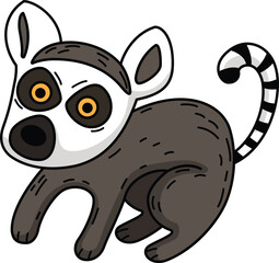 Hand drawn lemur character illustration, vector