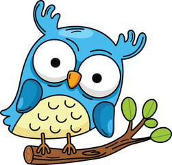Hand drawn owl character illustration, vector