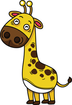 Hand drawn giraffe character illustration, vector