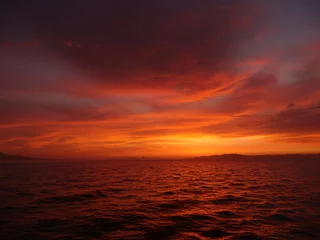 Gordijnen bodrum sunset scenery mediterranean sea aegean coast of turkey  © underocean