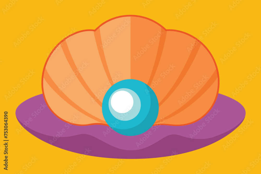 Wall mural cartoon vector illustration of shell with pearl