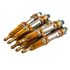 Group of sparkplugs isolated on transparent background