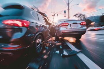 Obrazy na Plexi  Dramatic Urban Car Collision Scene