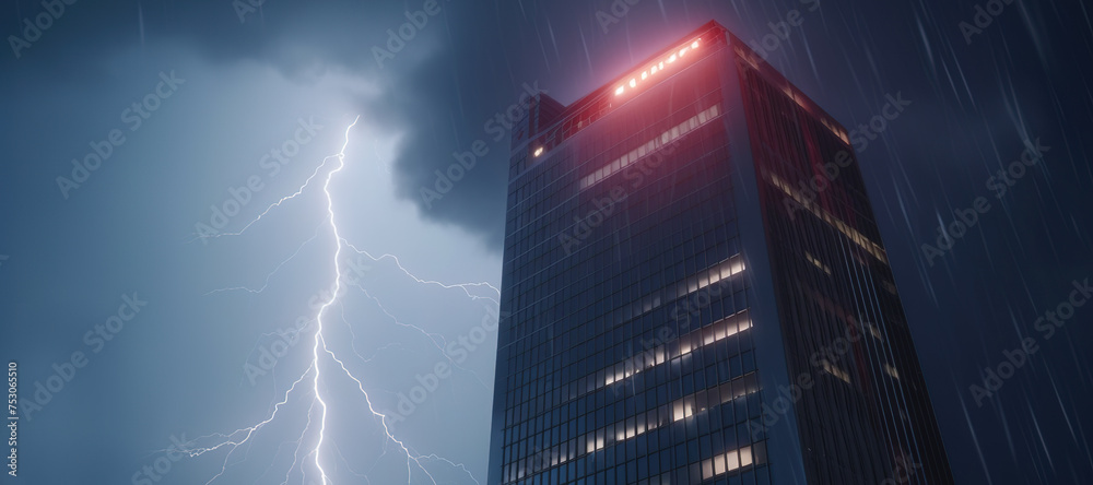 Wall mural building, lightning strike, skyscrapers 2