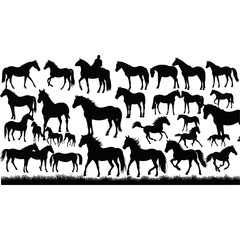 set-collection-of-horse-silhouette-isolated-vector