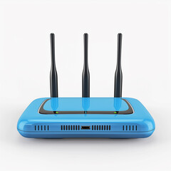 Blue Wi-Fi Router on White Background