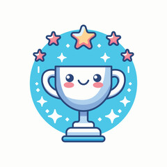 Cute silver trophy isolated cartoon vector illustration