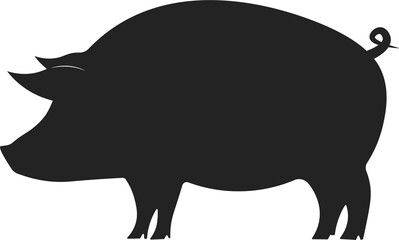 Isolated black pictogram on pig, animal simple icon sign