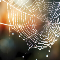 Macro shot of a delicate spiderweb. 