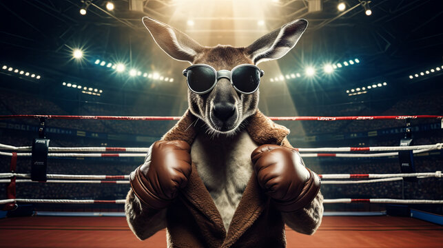 Kangaroo boxer in the ring	