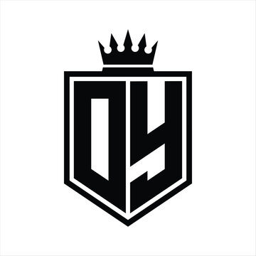 recommend clip art: DY Logo monogram bold shield geometric shape with crown outline black and white style design