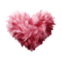 Pink Feather Heart. Valentine's Day Banner or Poster Element, Transparent or White Background