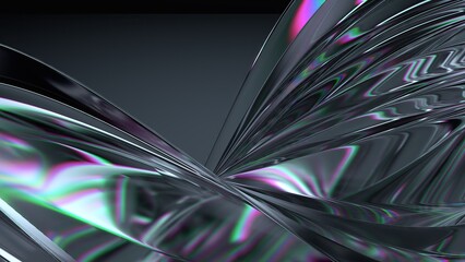 Crystal and Glass Chrome Refraction and Reflection Lush Beautiful Elegant Modern 3D Rendering Abstract Background
