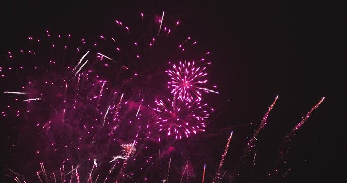 Fireworks in dark sky after celebration. The color is colorful