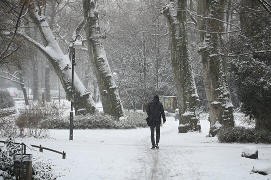Bockenheimer Anlage in Frankfurt im Winter