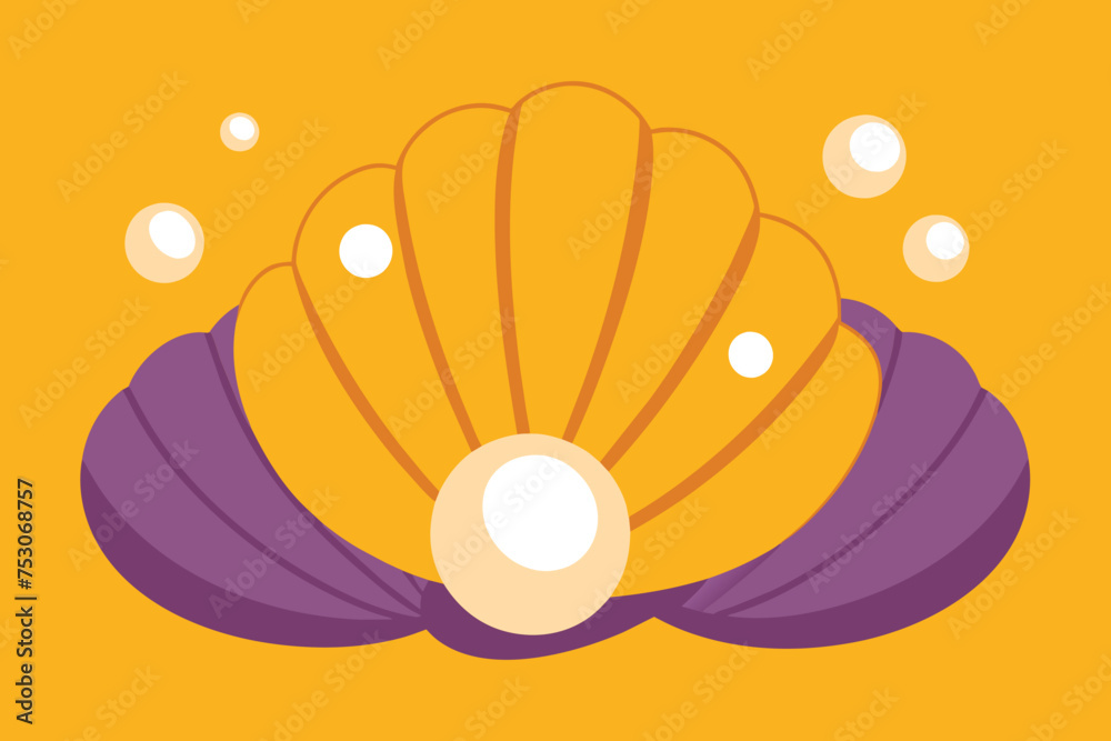 Poster cartoon vector illustration of shell with pearl - Posters