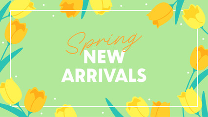 Spring flower background material, yellow tulips