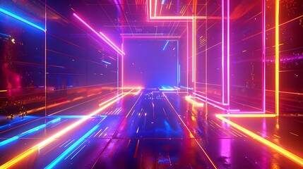 Advanced theoretical brilliant vector background with Sparkling electric splendid neon lines - obrazy, fototapety, plakaty