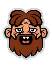 Dreadlocks men with facial hair happy and smile. Best for badge, sticker, emoticon, and logo with caveman themes