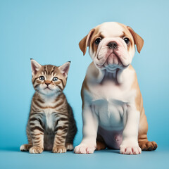 french bulldog puppy and cat